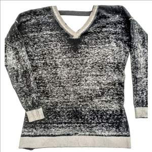 525 AMERICA Luxe Cashmere/Cotton Blend V-neck Cross Back twist/wrap sweater Sz S